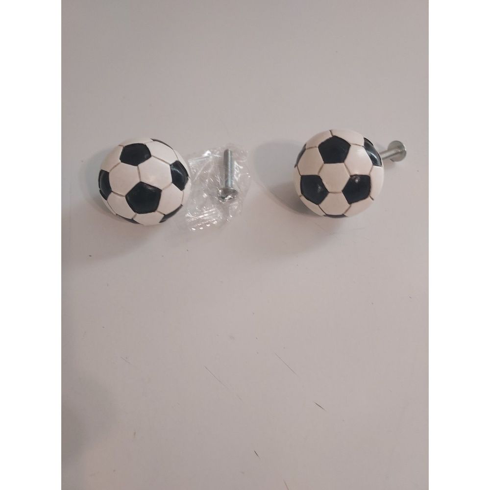 Set of 2 Soccer Ball Door or Dresser Knob Pull